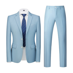 Men Suit - Jacket Vest Pants Single-breasted Slim