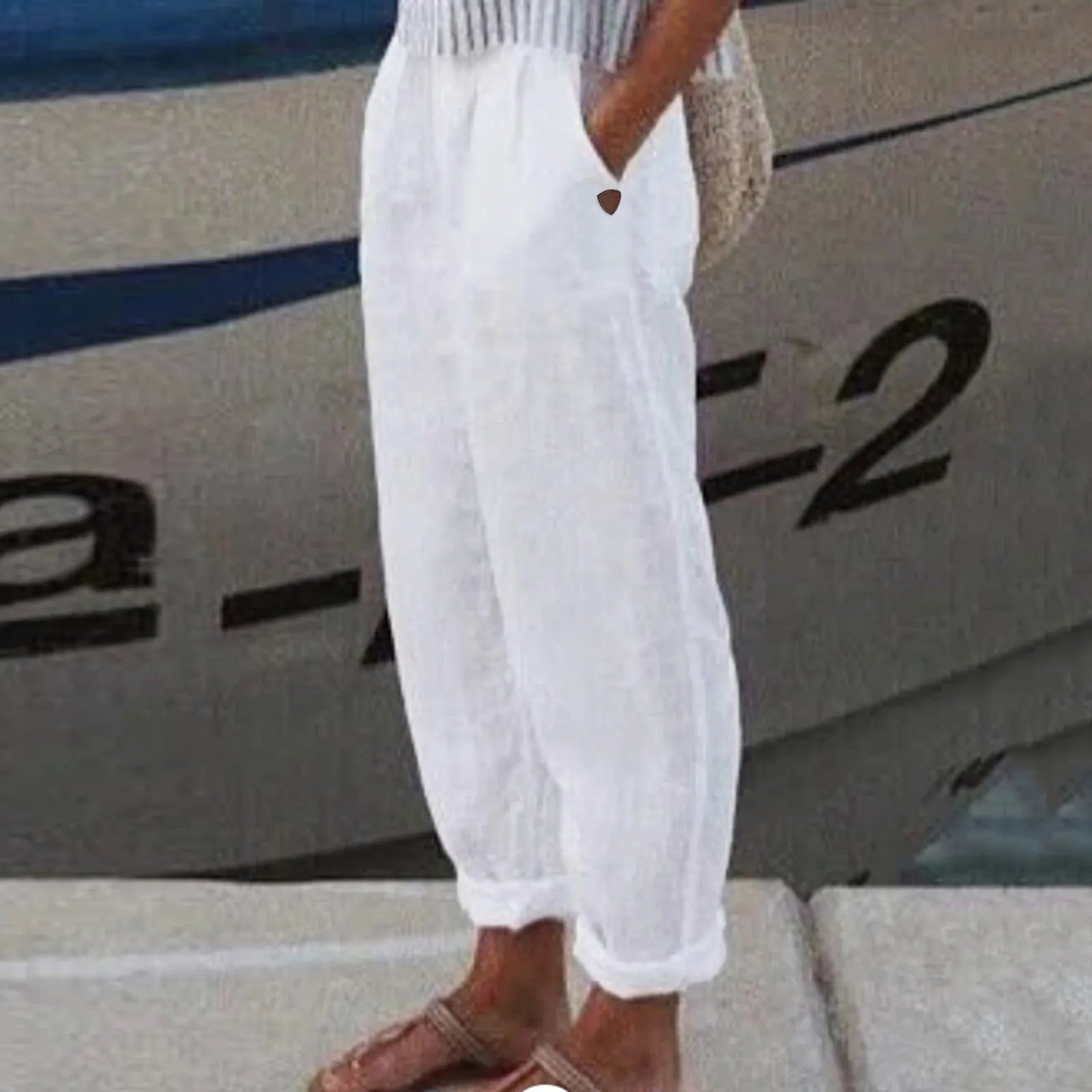 Pants -White Cotton Linen Pants