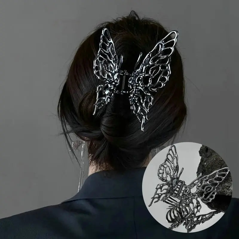 Bright Silver Cross Geometric Butterfly