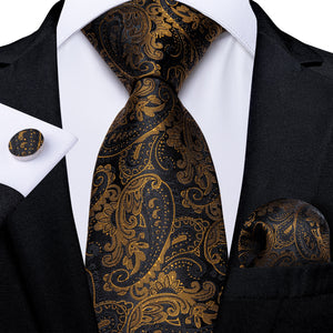 Men Tie Gold Blue Paisley