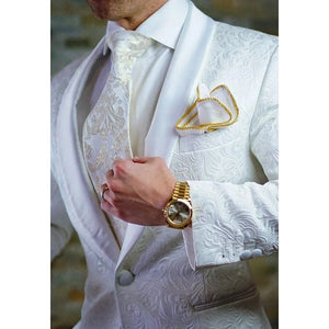 Suit - High-quality White Jacquard Men Suit