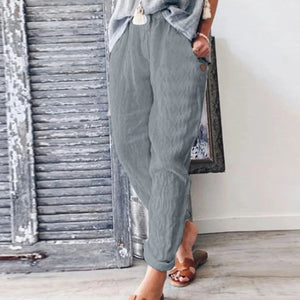 Pants -White Cotton Linen Pants