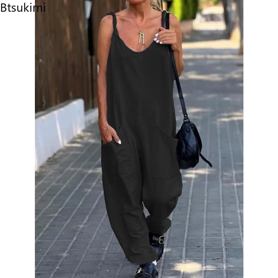 Romper - Wide Leg V Neck  Jumpsuits