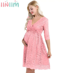 Maternity Dress - Elegant Floral Lace Dress