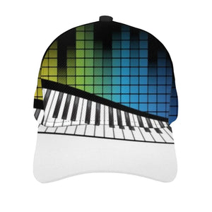 Abstract Piano Keys With Musical Notes Caps