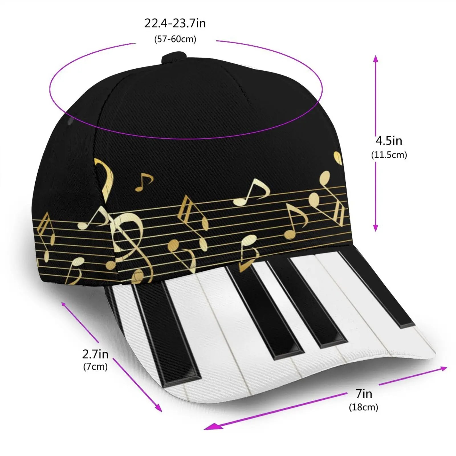 Abstract Piano Keys With Musical Notes Caps