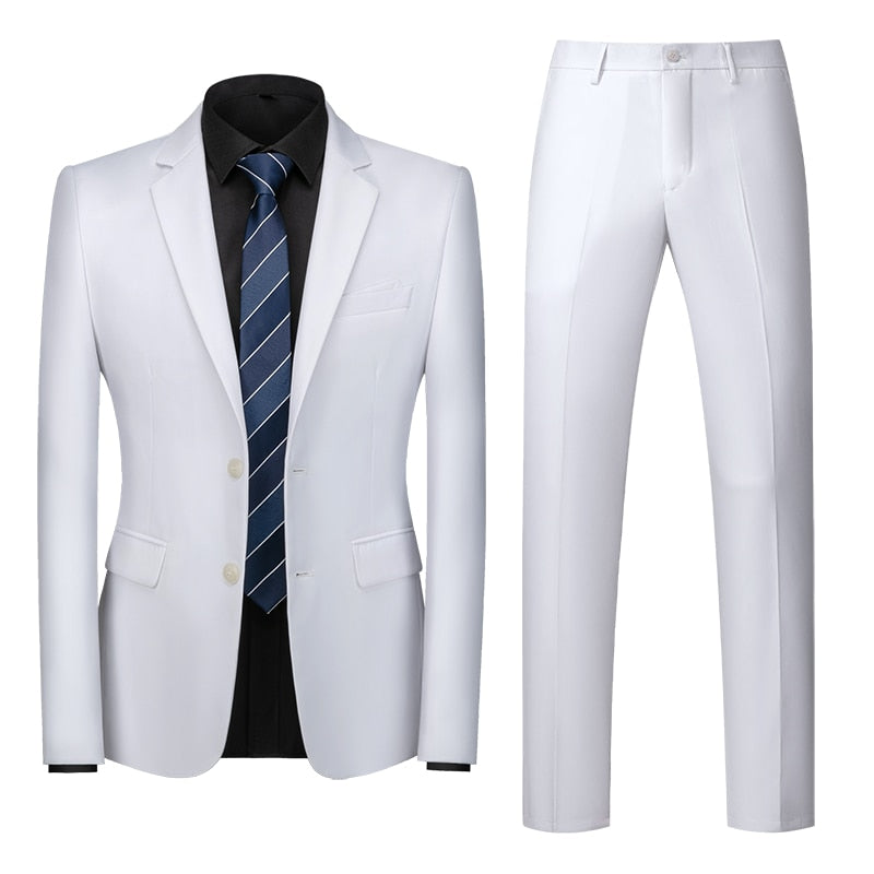 Men Suit - Jacket Vest Pants Single-breasted Slim