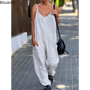 Romper - Wide Leg V Neck  Jumpsuits