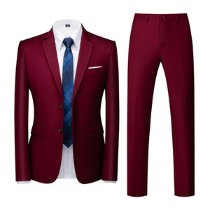 Men Suit - Jacket Vest Pants Single-breasted Slim