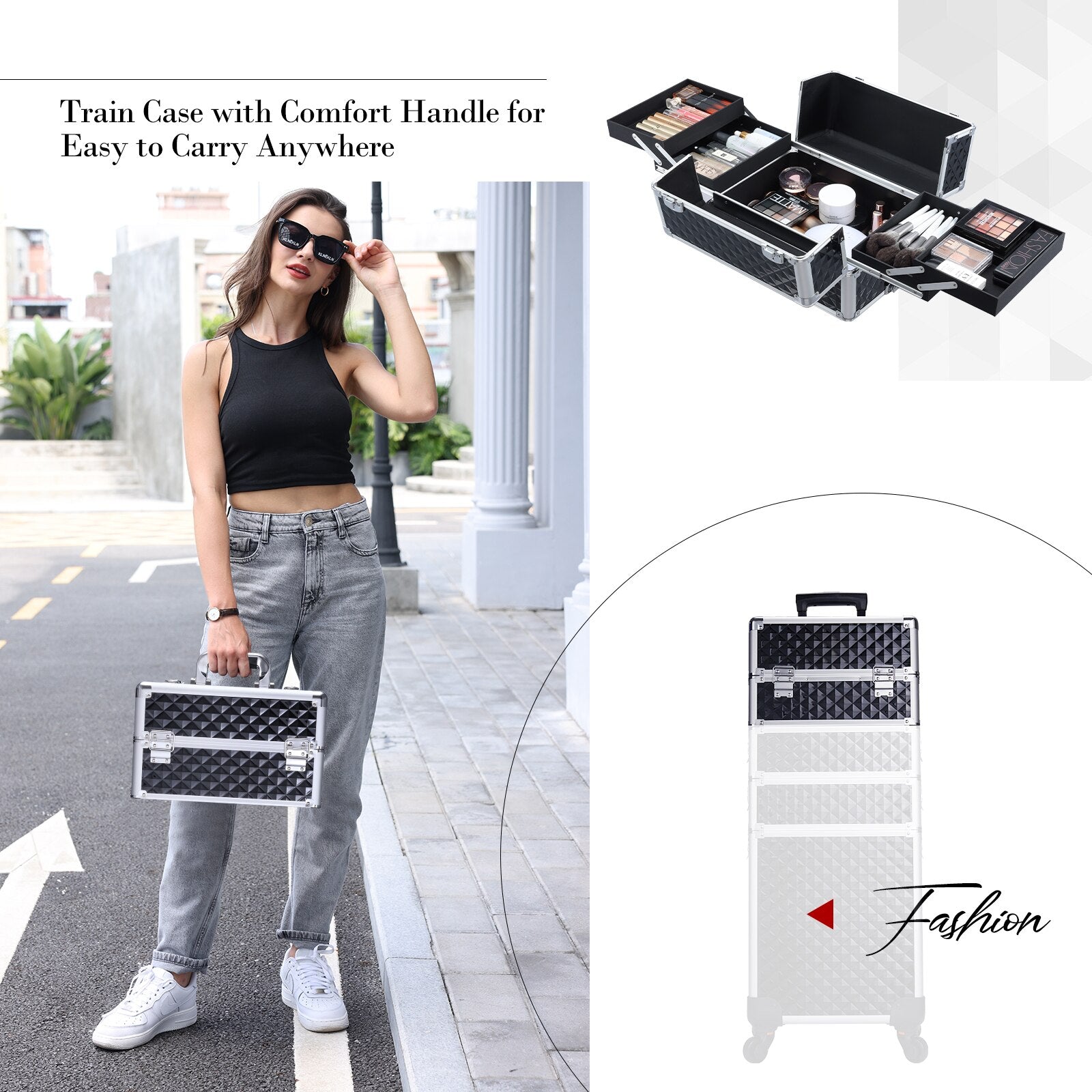 Makeup Luggage -  4 in 1 Detachable Trolley Case