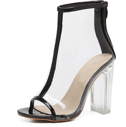 Transparent Boot Sandals Peep Toe Kim Kardashian Shoes