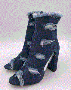 Boots - Blue Denim Jean Ankle Boots