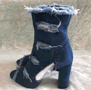 Boots - Blue Denim Jean Ankle Boots