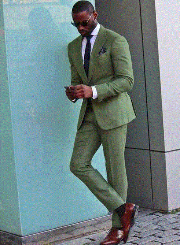 Suit - Green Linen 2 Suit Style For Man (jacket+pant)