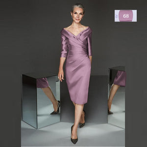 Simple Modern Sheath Lilac Satin Plunge Dress