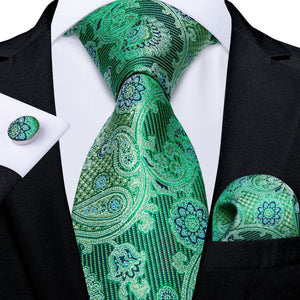 Tie -  Novelty Design Silk Teal Green Paisley Tie