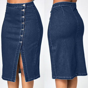 Loose Denim Knee High Waisted Skirt