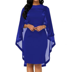 Cape Slim Fits Round Collar Dress