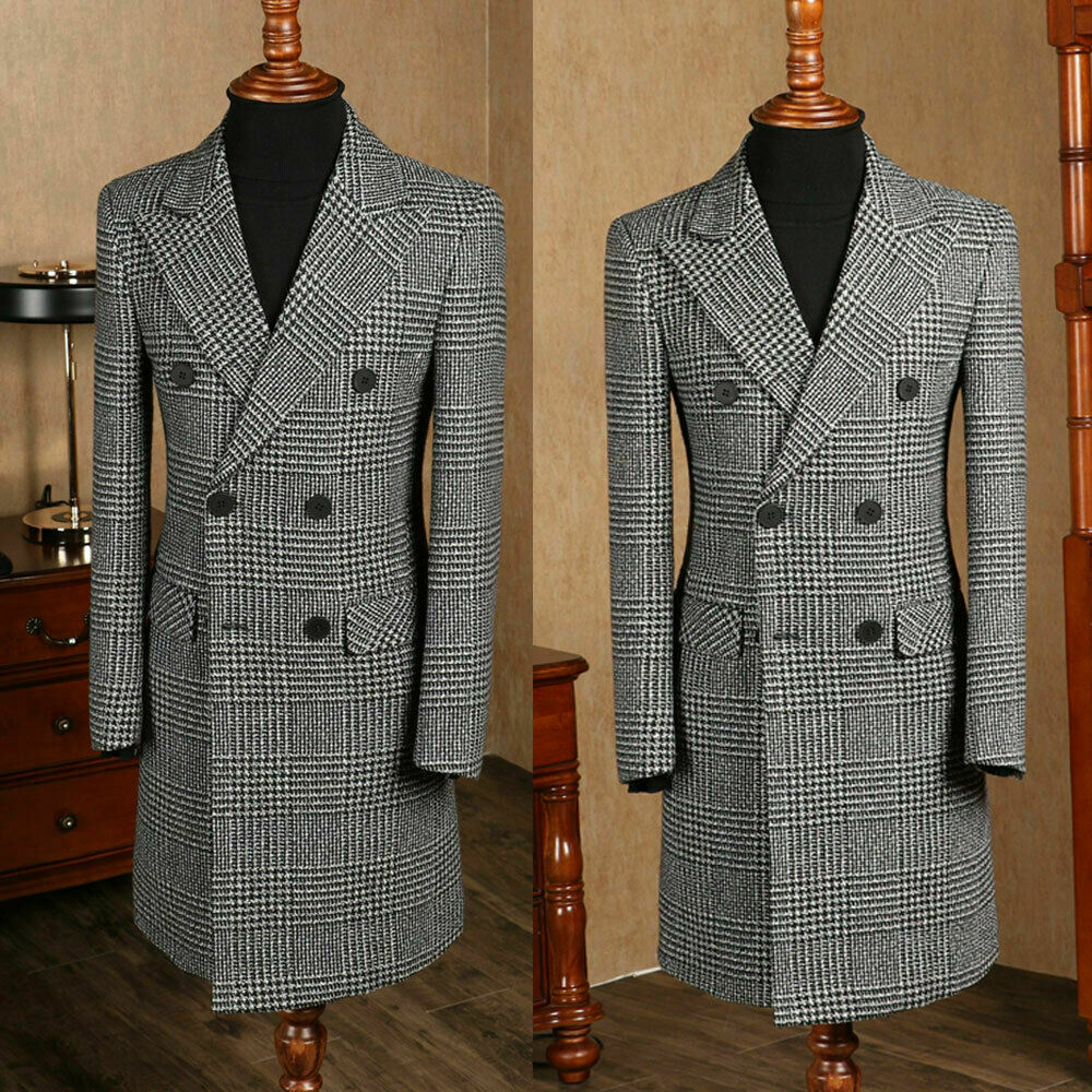 Suit - Hounds tooth Long Blazer Men's Suits