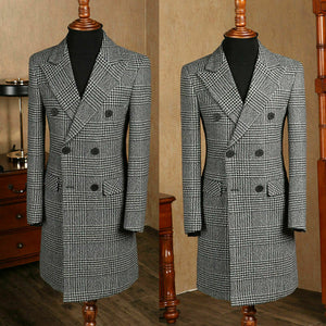 Suit - Hounds tooth Long Blazer Men's Suits