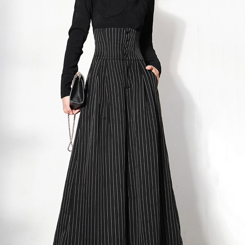 Casual Striped Wide Leg Pants