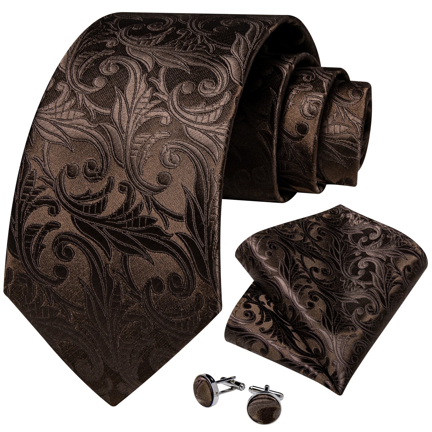 Brown Paisley Tie Men's Neck Tie Set