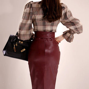 High Waist PU Leather Skirts