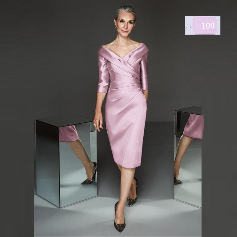 Simple Modern Sheath Lilac Satin Plunge Dress