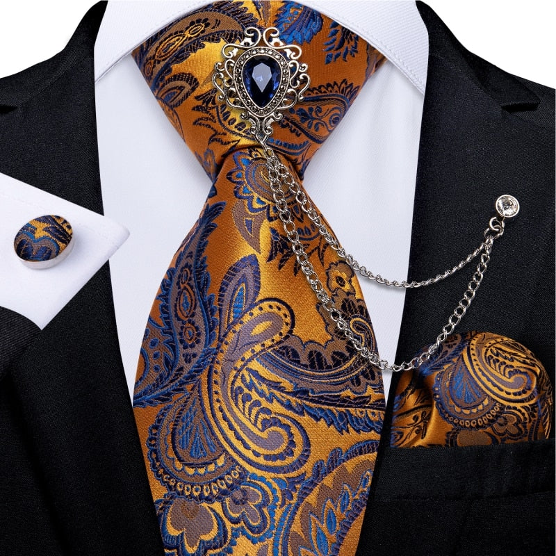 Brown Paisley Tie Men's Neck Tie Set