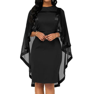 Cape Slim Fits Round Collar Dress