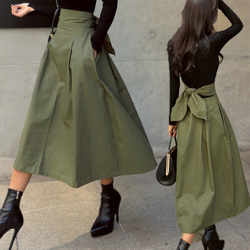 Solid Color Big Swing Skirt