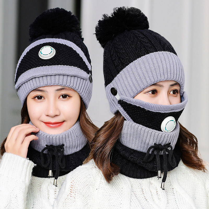 Hat -  3 Pieces Set Women Knitted Hat