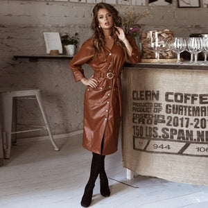 Vintage Pu Leather Straight Party Dress