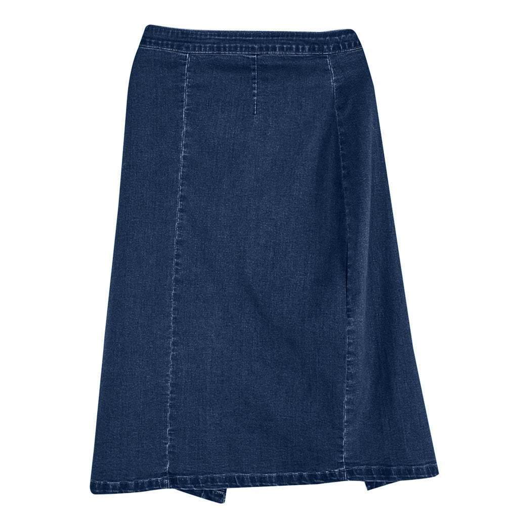 Loose Denim Knee High Waisted Skirt