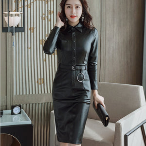 Lapel single-breasted Slim Dress