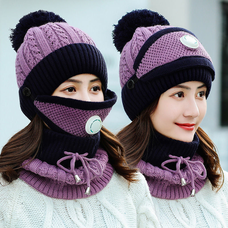 Hat -  3 Pieces Set Women Knitted Hat