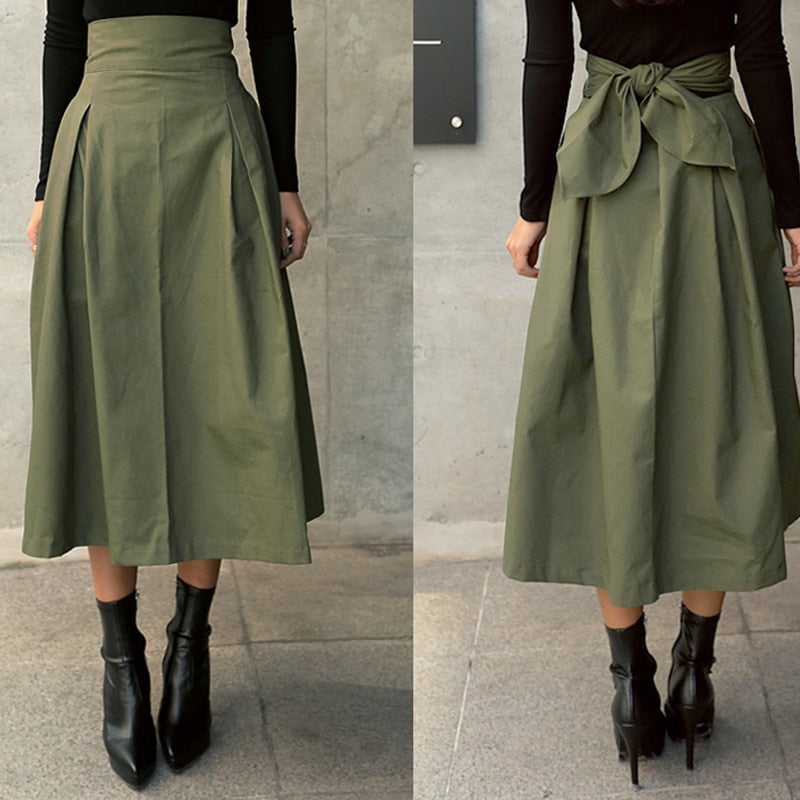 Solid Color Big Swing Skirt