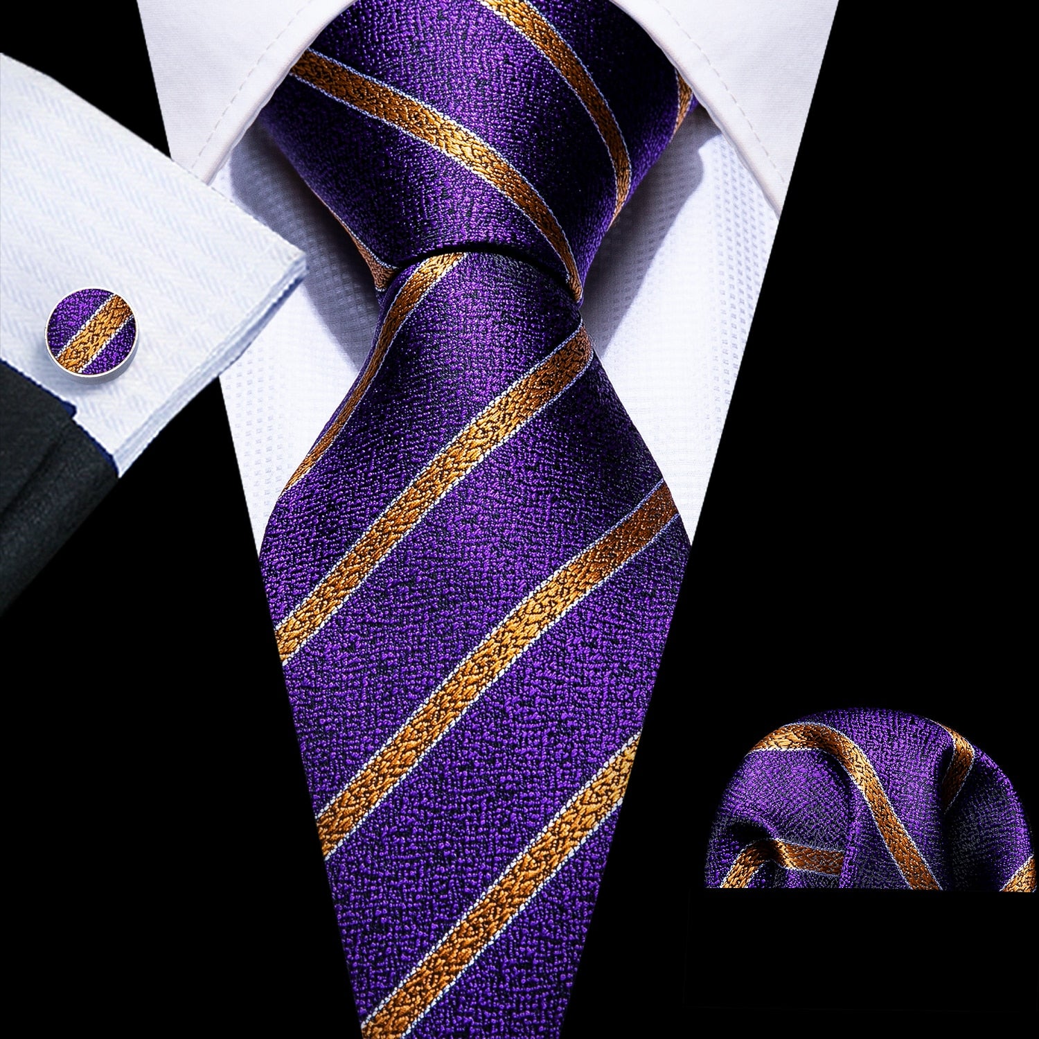 Gold Paisley Men Silk Necktie Fashion