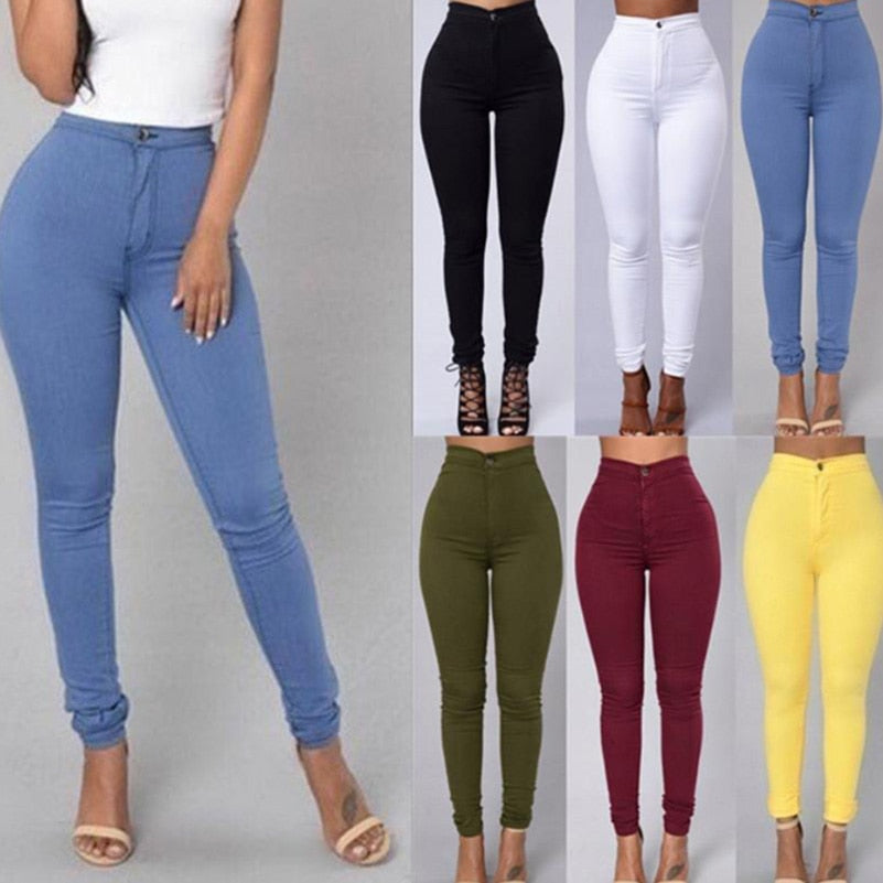 Jeans - Solid Color Skinny Jeans