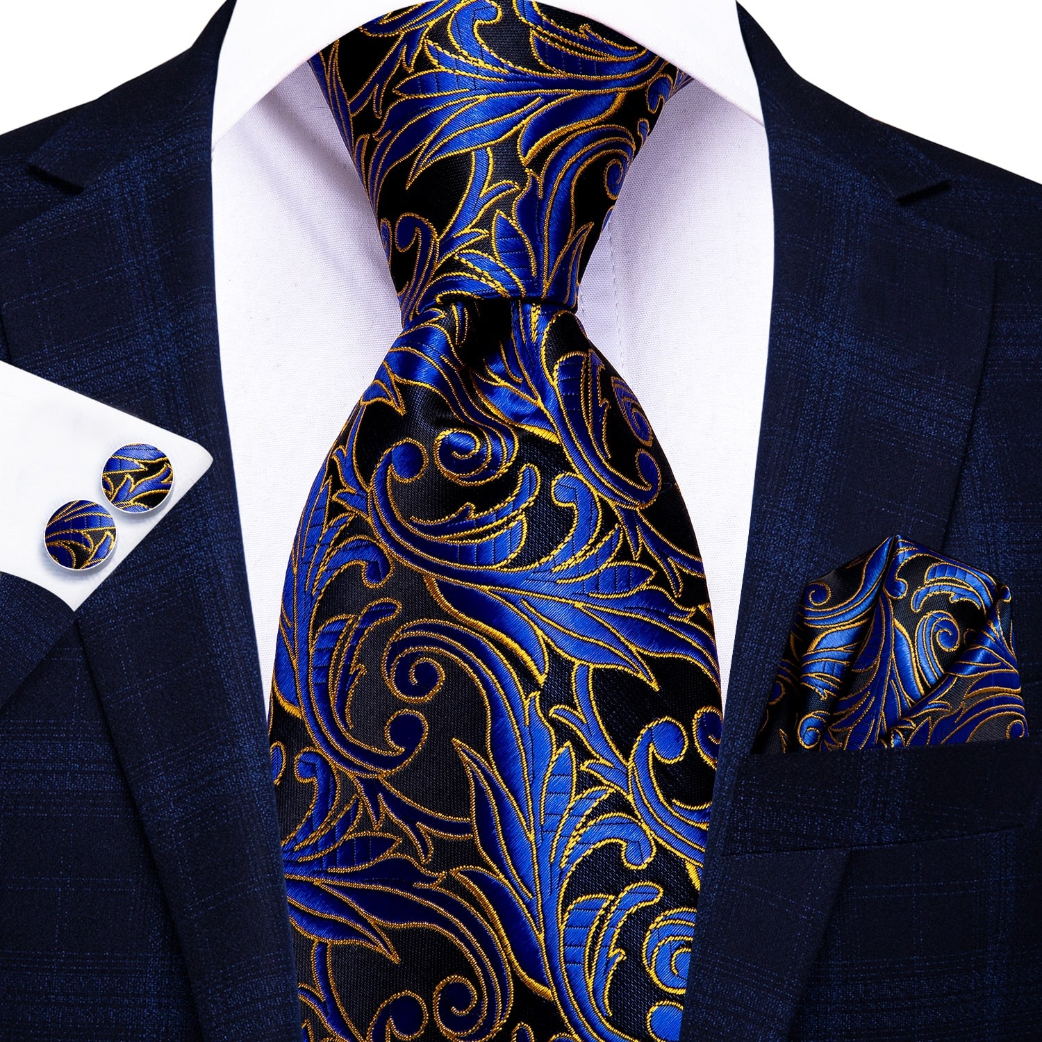 Silk Men Tie Floral Red Blue Neckties