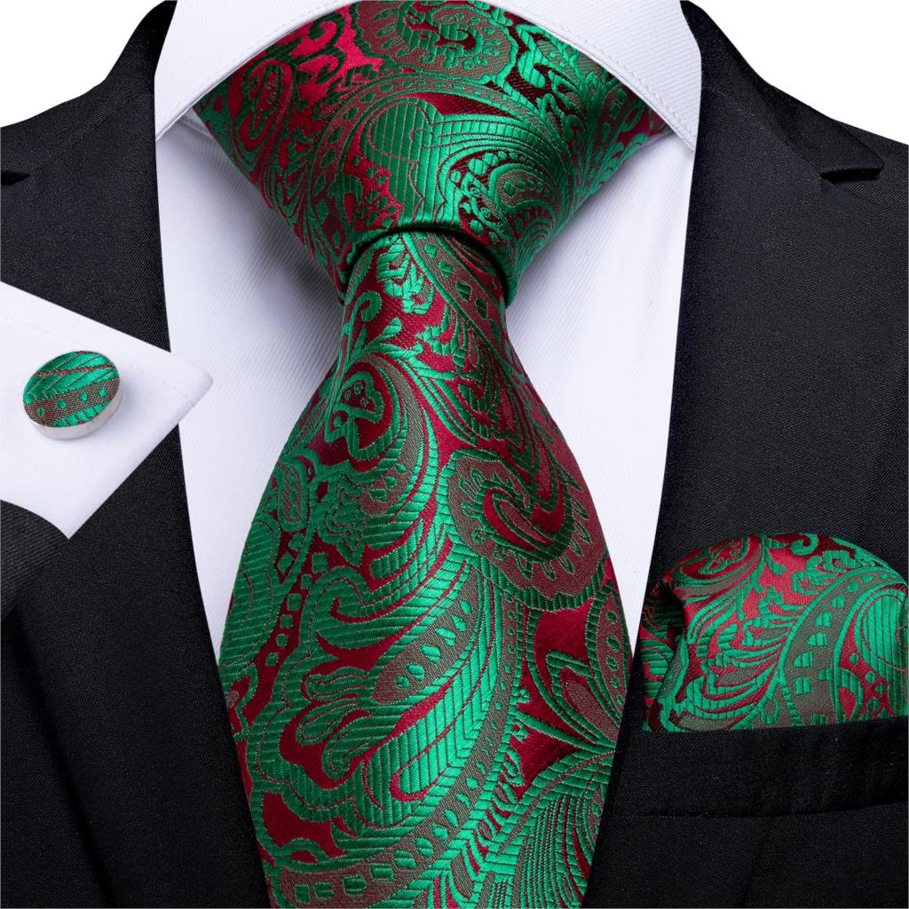 Tie -  Novelty Design Silk Teal Green Paisley Tie