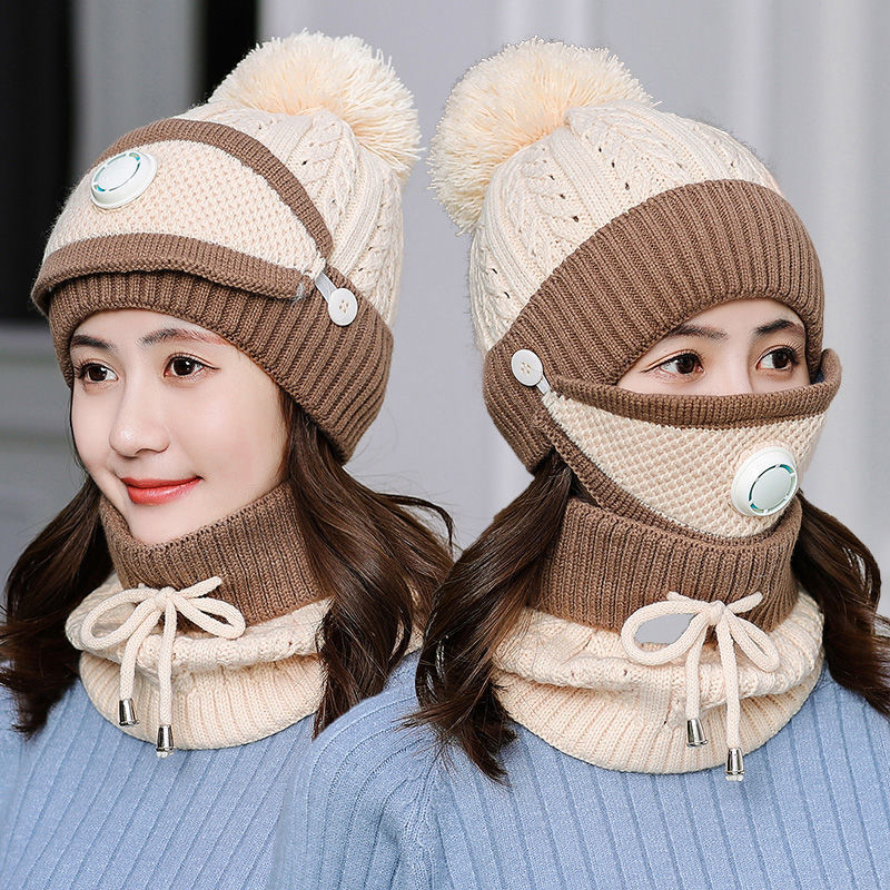 Hat -  3 Pieces Set Women Knitted Hat