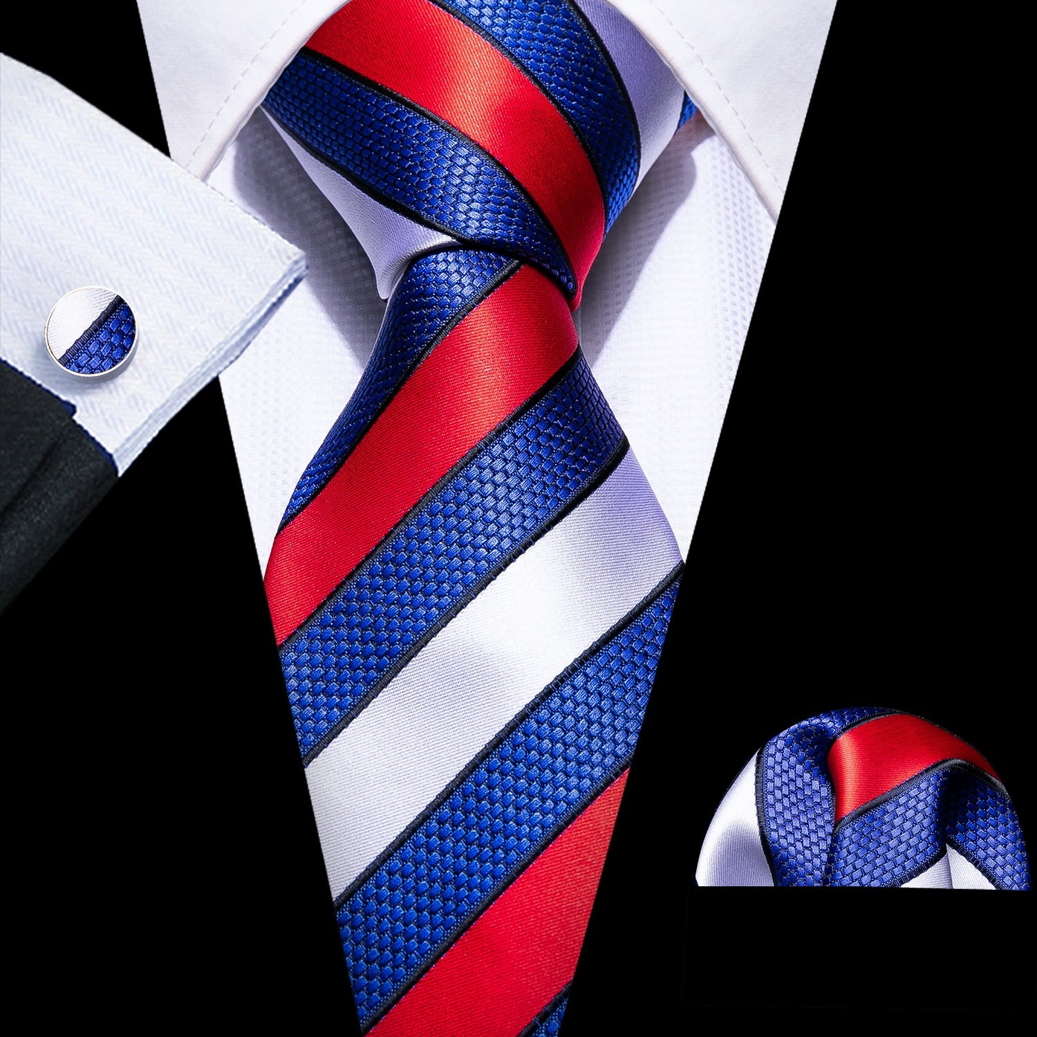 Ties Hanky Cufflinks Silk Set