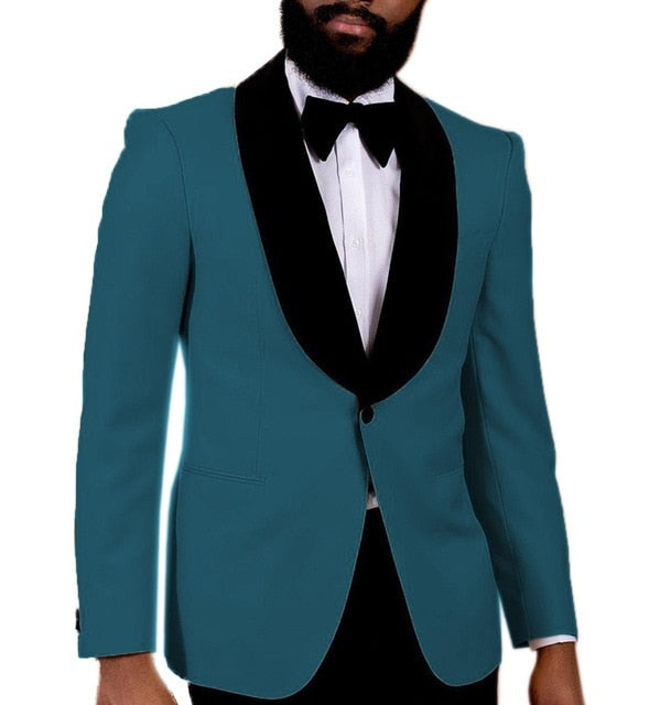 Suit - Teal Shawl Lapel One Button Men Suits