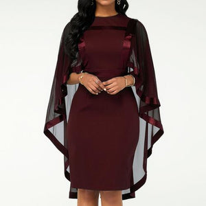 Cape Slim Fits Round Collar Dress