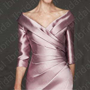 Simple Modern Sheath Lilac Satin Plunge Dress