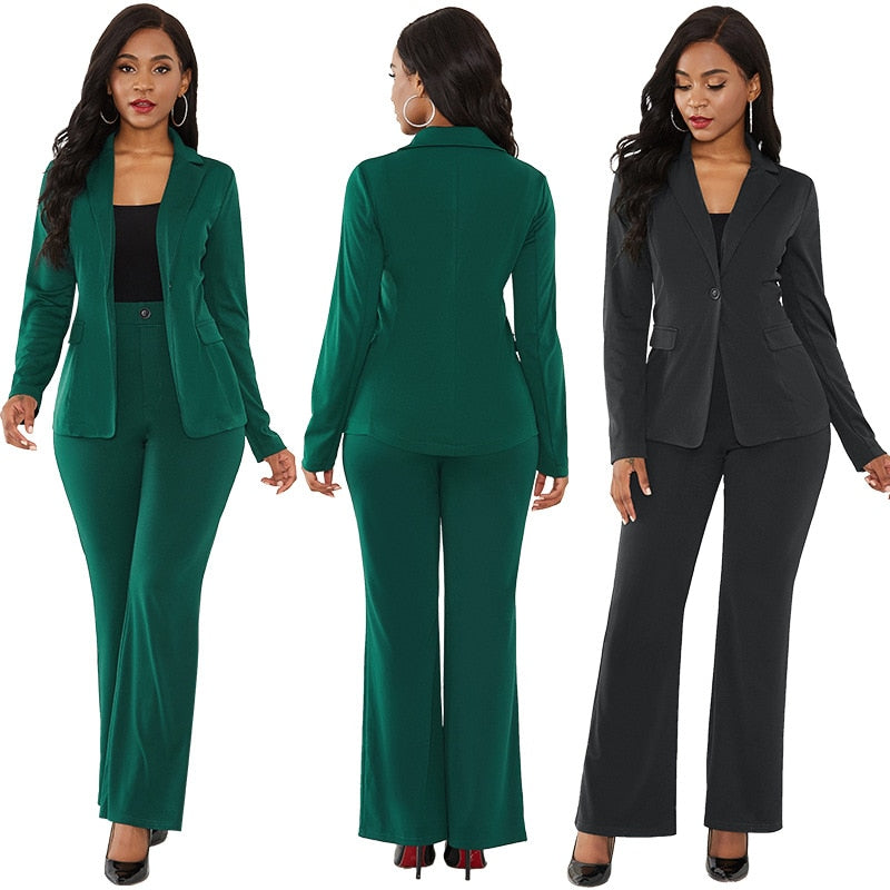 Two piece set long sleeve pant suit