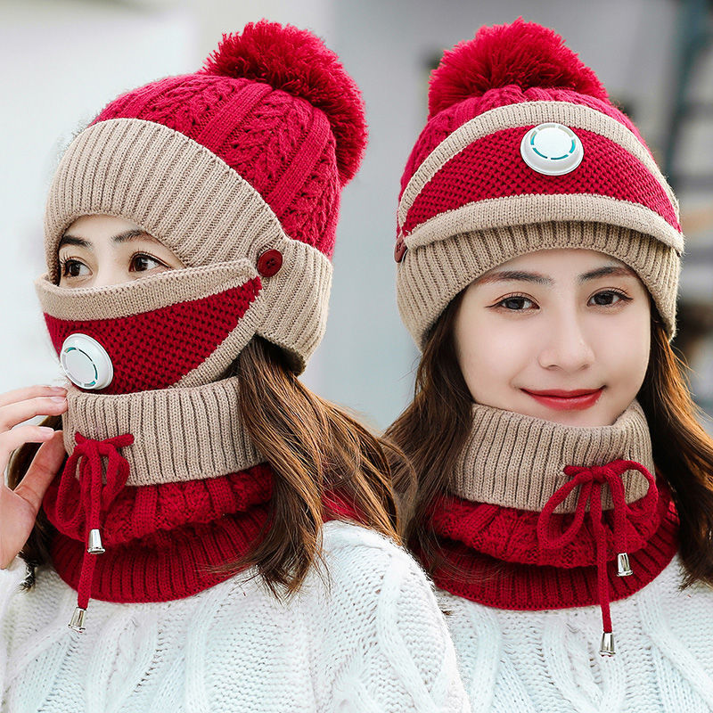 Hat -  3 Pieces Set Women Knitted Hat