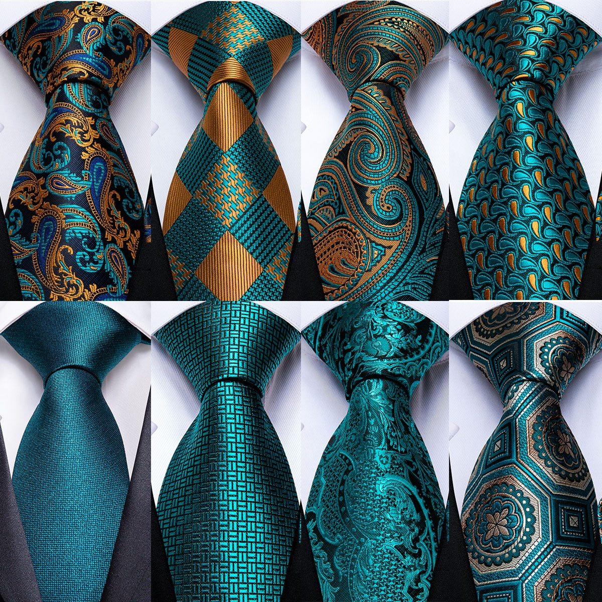 Tie -  Novelty Design Silk Teal Green Paisley Tie