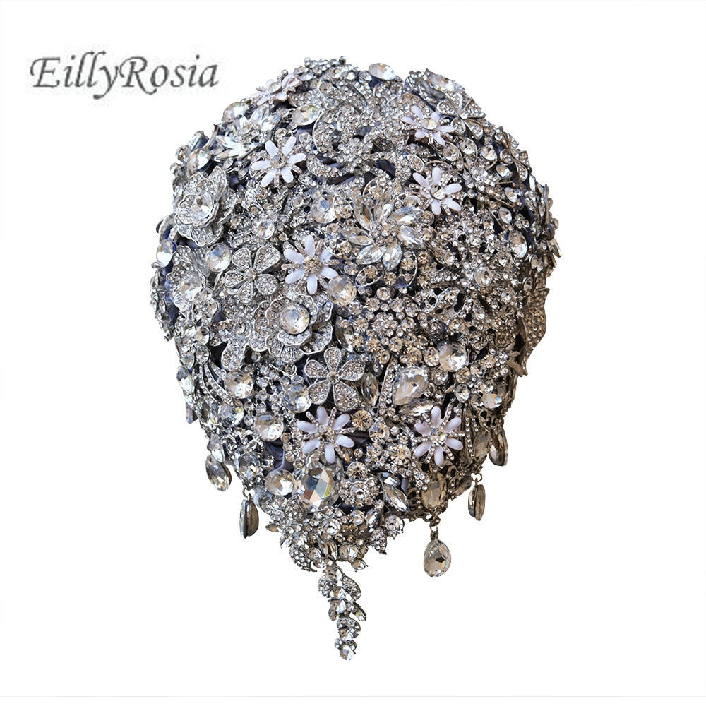 Luxury Crystal Bouquet Waterfall Rhinestones